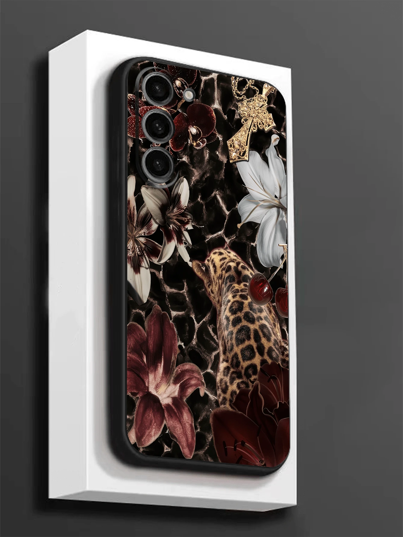 Cheetah,Leopard Print 1pc Leopard Print Floral Pattern Soft TPU Protective Phone Case, Scratch-Resistant And Shock-Proof, Compatible With Huawei Honor, Compatible With Redmi, Compatible With Galaxy A