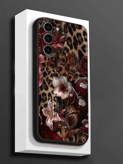 Cheetah,Leopard Print 1pc Leopard Print Floral Pattern Soft TPU Protective Phone Case, Scratch-Resistant And Shock-Proof, Compatible With Huawei Honor, Compatible With Redmi, Compatible With Galaxy A