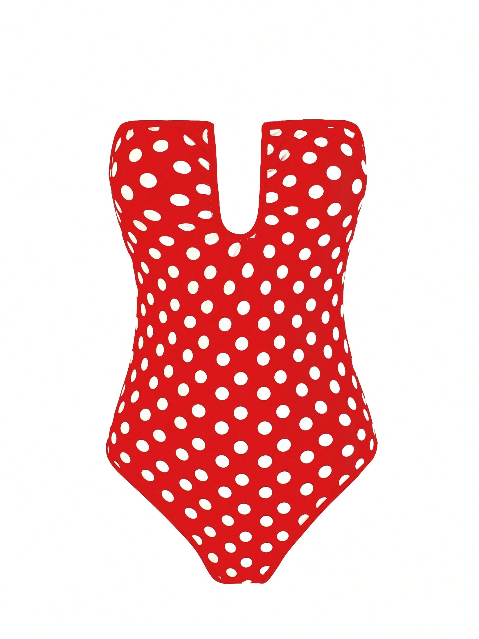 Chic Polka Dot Monokini Cut-Out One-Piece Swimsuit 2026 Women Deep U Neck Ruch Bandeau Bathing Suit Summer Beach Vacay Removable Strap
