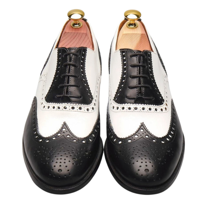 'Chicago' Black and White Leather Oxford Brogue UK 7.5