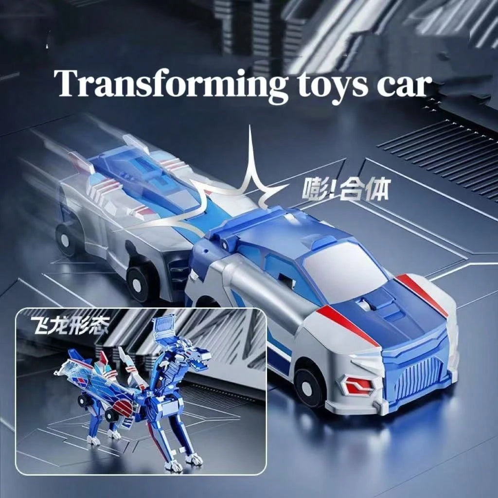 Children's Magnetic Transforming Toy Magic Car, 2-In-1 Collision Transforming Flying Dragon Toy Car, Combined 2-In-1 Boy & Girl Toy Gift, Boy Car Toy, Birthday Toy Gift