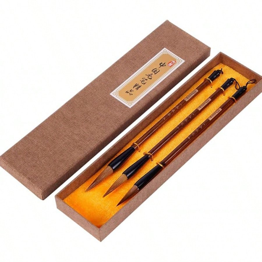 Chinese Traditional Calligraphy Brush/Chinese Calligraphy Watercolor Sumi Drawing Brush Wolf Hair/Painting Sumi Set((L + M + S))