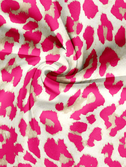 Clasi Casual Minimalist Style Pink Leopard Print Ruffle Hem Women Shirt, Suitable For Spring & Summer,Summer Top