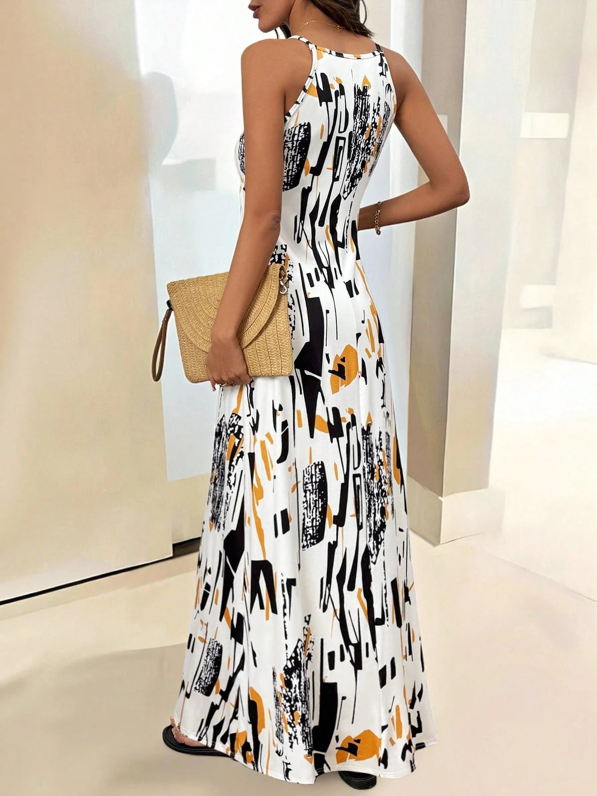Clasi Tropical Floral Print Spaghetti Strap Sexy Women Dress