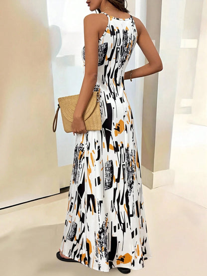 Clasi Tropical Floral Print Spaghetti Strap Sexy Women Dress