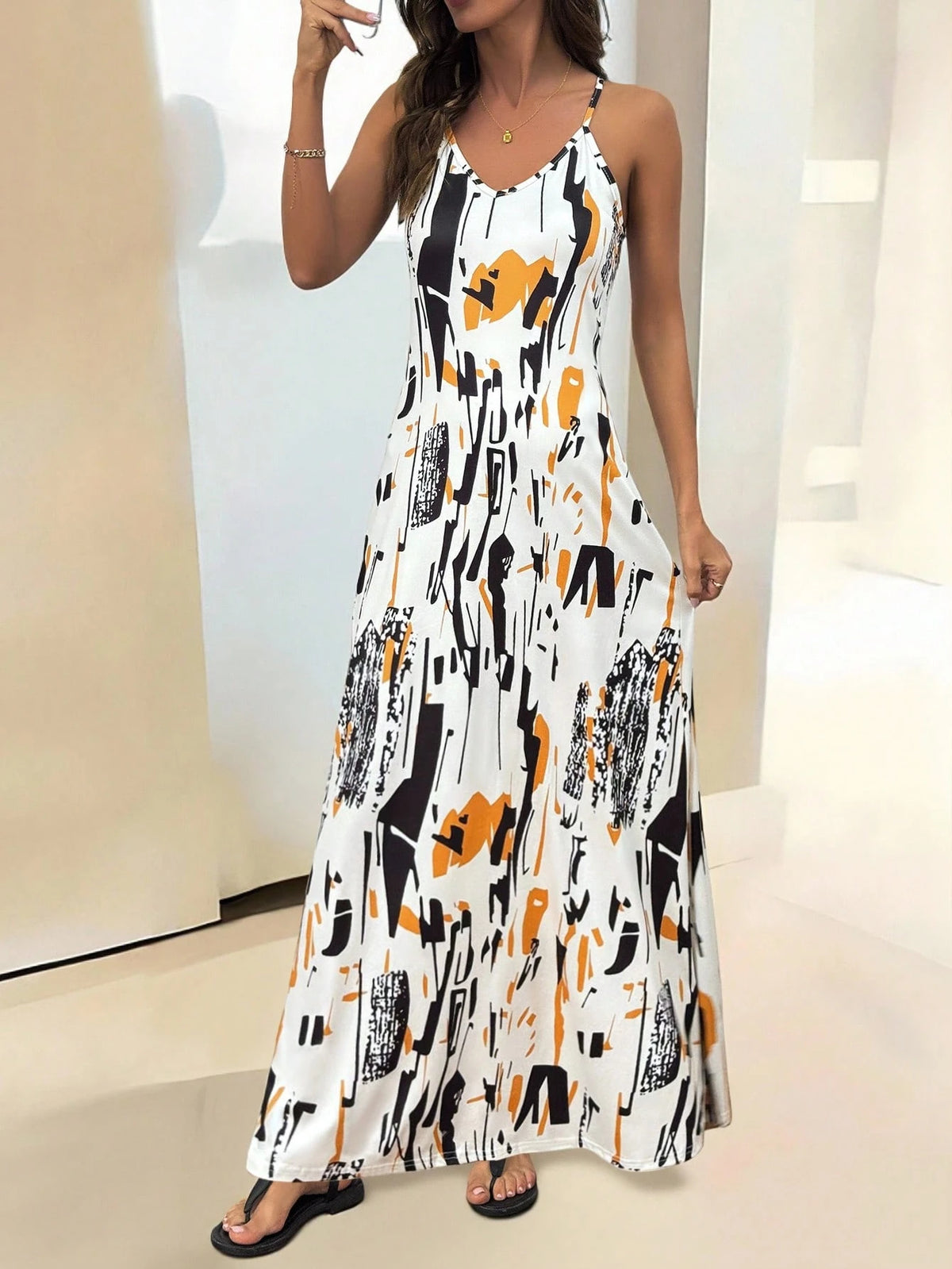 Clasi Tropical Floral Print Spaghetti Strap Sexy Women Dress