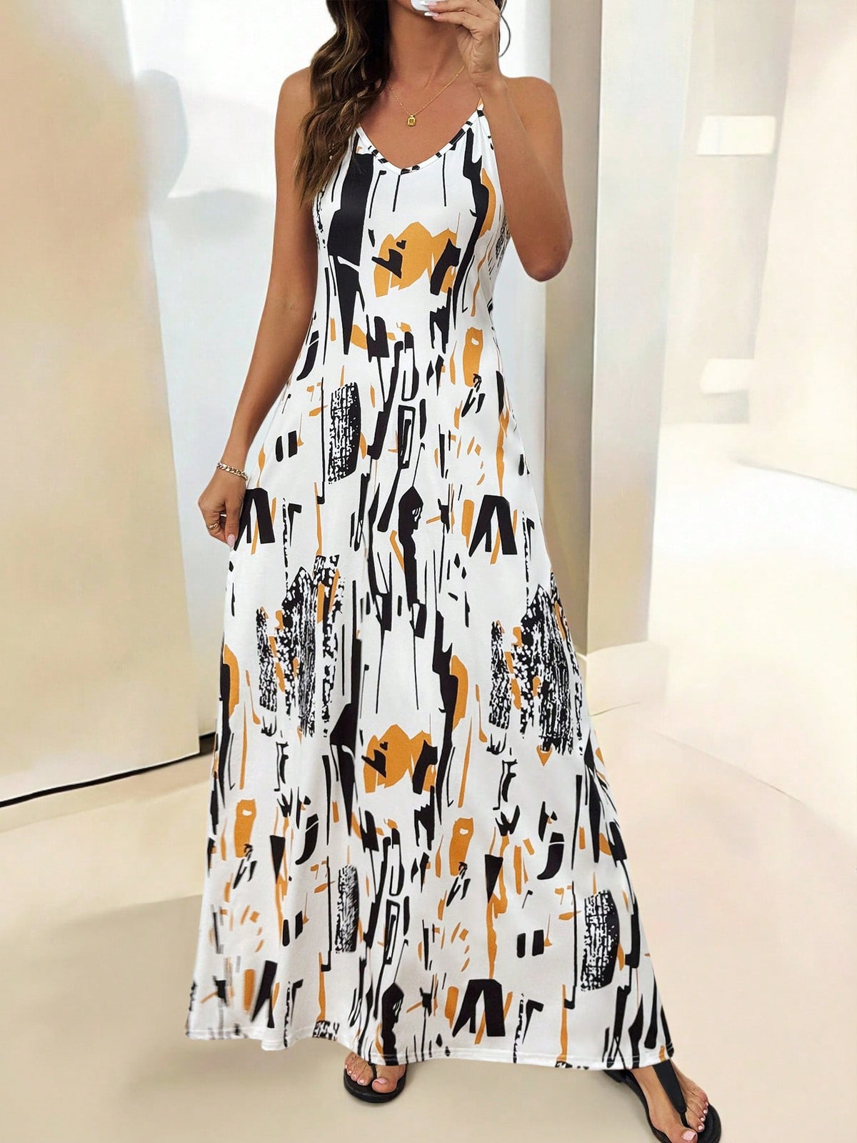 Clasi Tropical Floral Print Spaghetti Strap Sexy Women Dress
