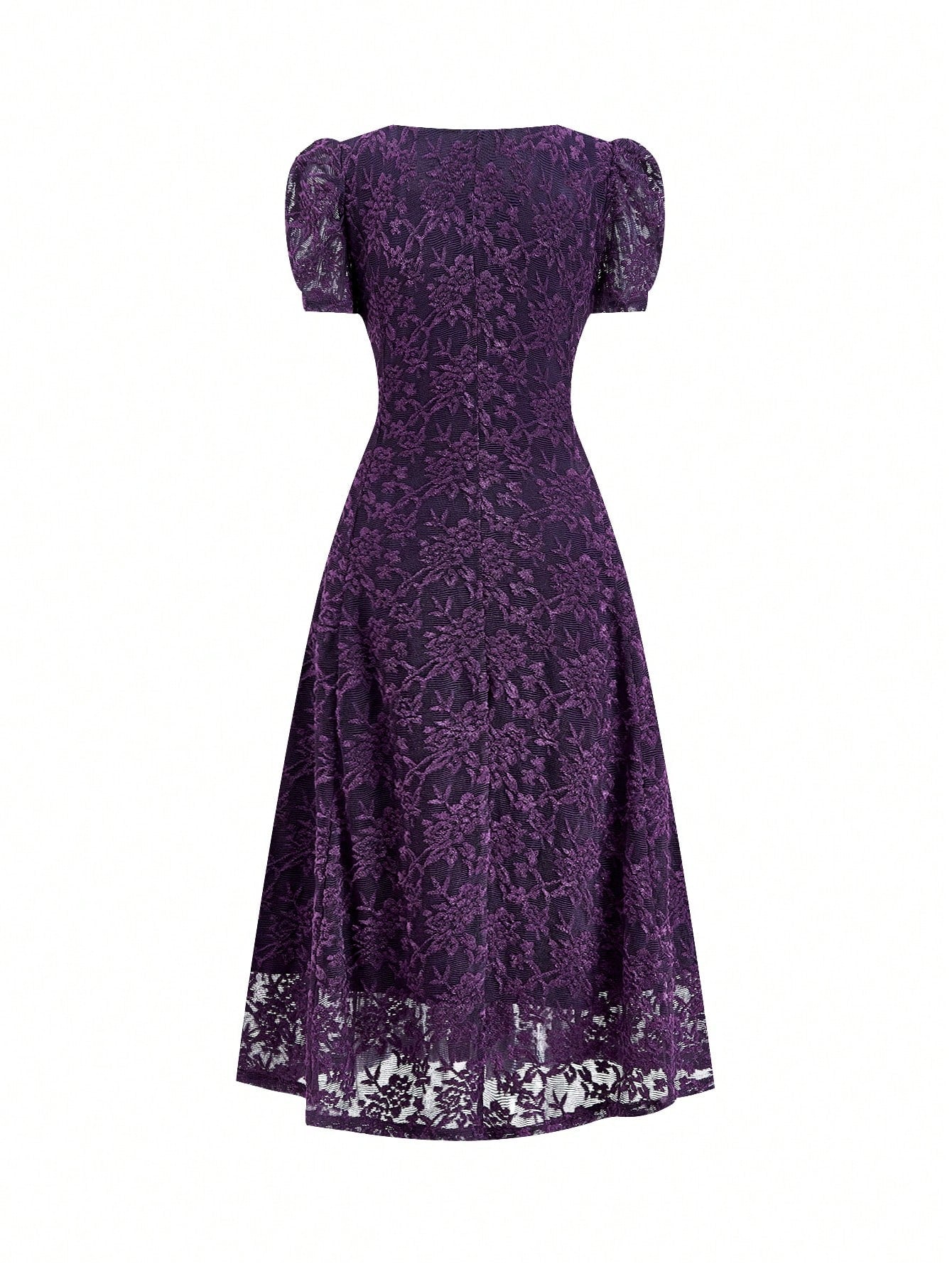 Clasi Women's Elegant Jacquard Sheer Petal Sleeve Cinched Waist Dress, Summer,Dresses For Women Summer Wedding Funeral Gender Reveal Purple