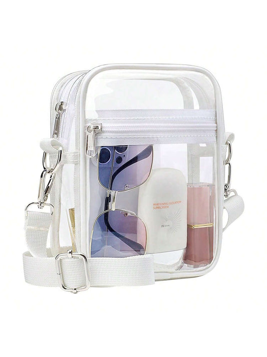 Clear Crossbody Bag, Approved For Stadiums, Suitable For Concerts, Sports Events, PVC Material, Beach, Beach Bags, Summer Outfits