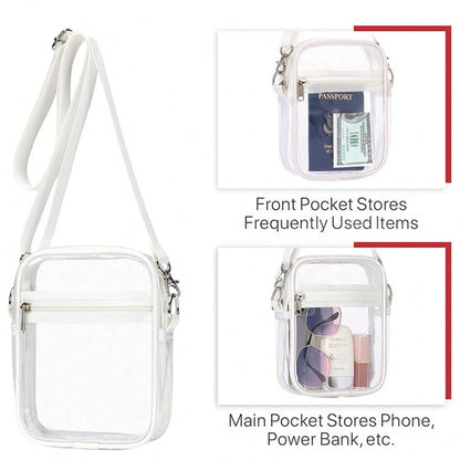 Clear Crossbody Bag, Approved For Stadiums, Suitable For Concerts, Sports Events, PVC Material, Beach, Beach Bags, Summer Outfits