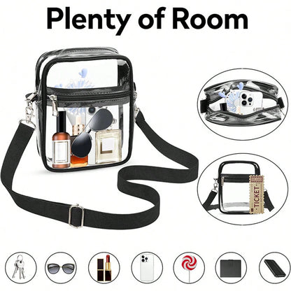 Clear Crossbody Bag, Approved For Stadiums, Suitable For Concerts, Sports Events, PVC Material, Beach, Beach Bags, Summer Outfits