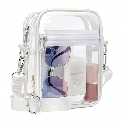 Clear Crossbody Bag, Approved For Stadiums, Suitable For Concerts, Sports Events, PVC Material, Beach, Beach Bags, Summer Outfits