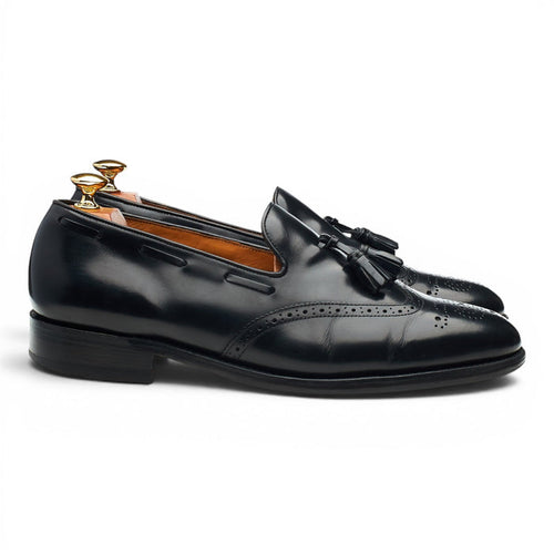 'Clive' Black Leather Tassel Loafers UK 9.5 F