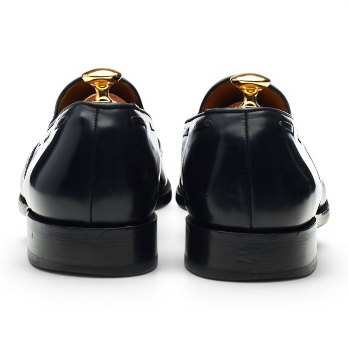'Clive' Black Leather Tassel Loafers UK 9.5 F