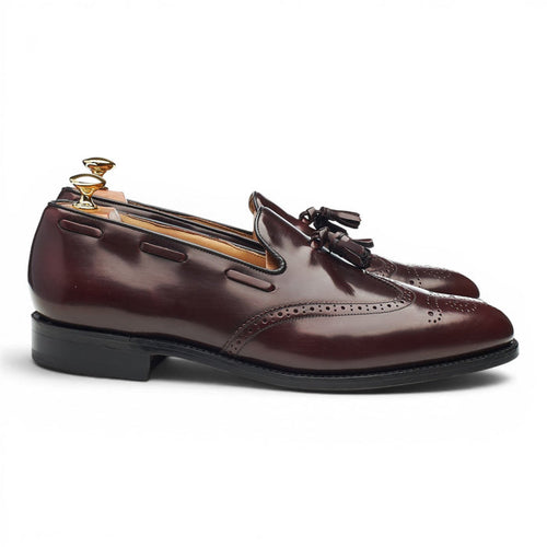 'Clive' Burgundy Leather Tassel Loafers UK 9.5 F