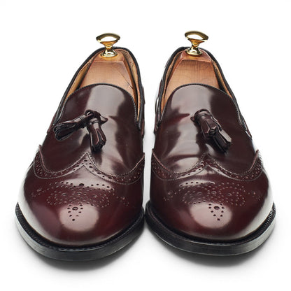 'Clive' Burgundy Leather Tassel Loafers UK 9.5 F