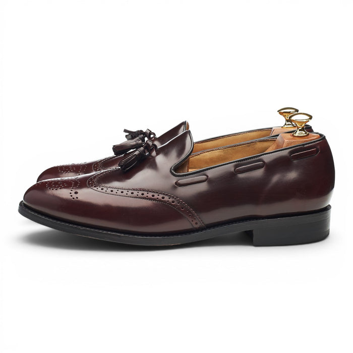 'Clive' Burgundy Leather Tassel Loafers UK 9.5 F