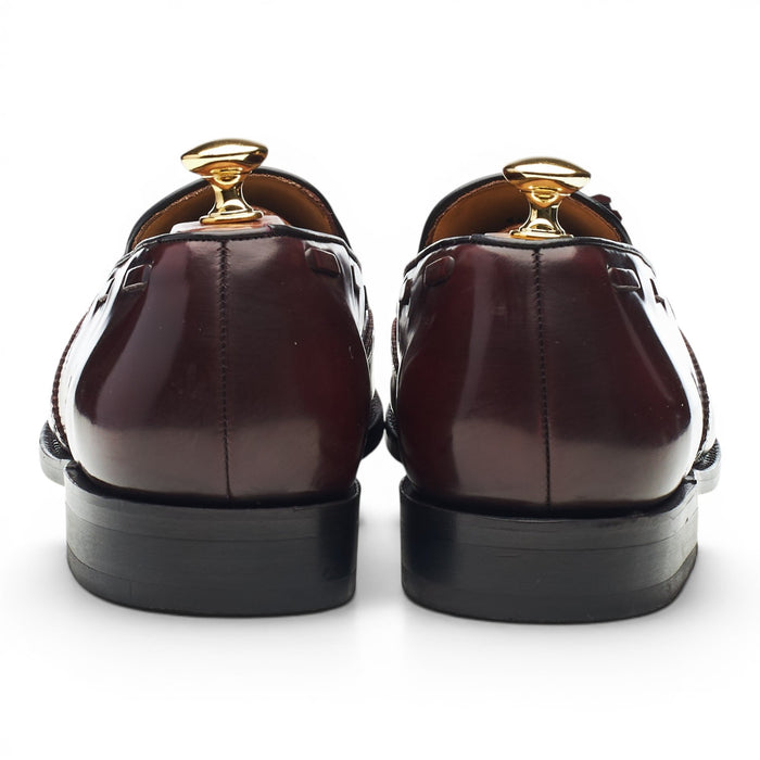 'Clive' Burgundy Leather Tassel Loafers UK 9.5 F