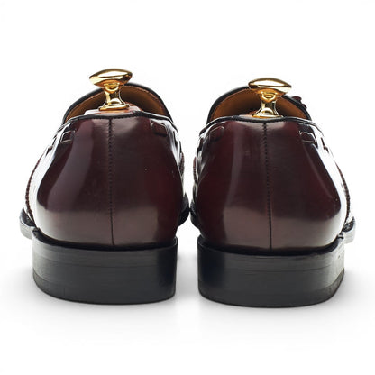 'Clive' Burgundy Leather Tassel Loafers UK 9.5 F