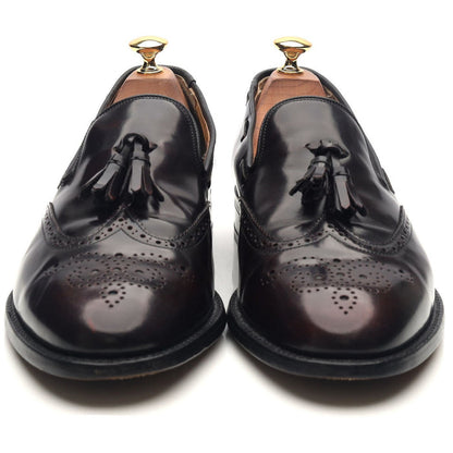 'Clive' Burgundy Leather Wing Cap Tassel Loafers UK 9.5 G