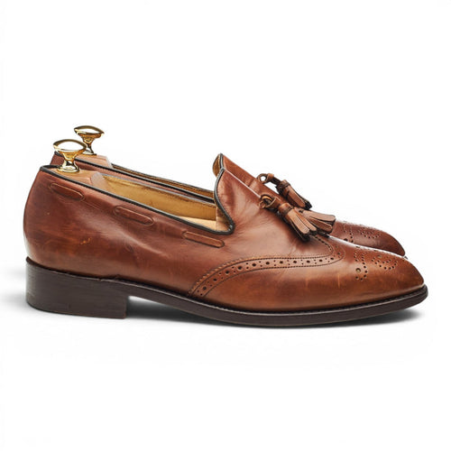 'Clive' Tan Brown Leather Tassel Loafers UK 6.5 F
