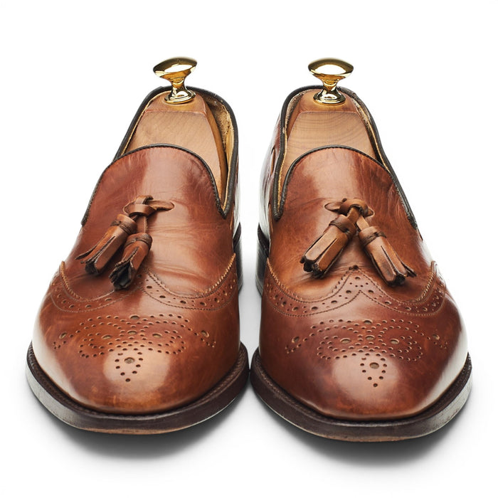 'Clive' Tan Brown Leather Tassel Loafers UK 6.5 F
