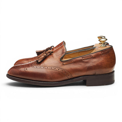 'Clive' Tan Brown Leather Tassel Loafers UK 6.5 F