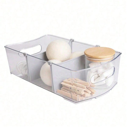 Closet And Laundry Storage Bin With Removable Dividers Clear Plastic Organizer Box For Clothes Toys Accessories Bedroom Closet Home Storage 14.5 X 8 In