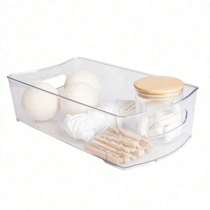 Closet And Laundry Storage Bin With Removable Dividers Clear Plastic Organizer Box For Clothes Toys Accessories Bedroom Closet Home Storage 14.5 X 8 In