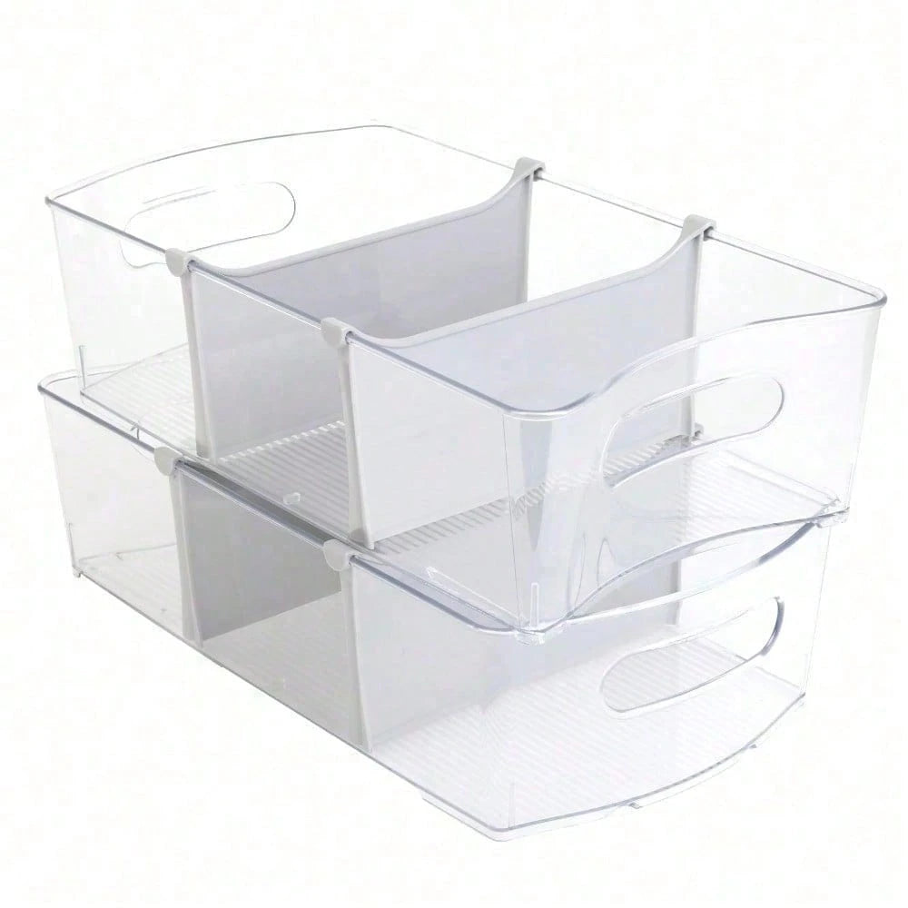 Closet And Laundry Storage Bin With Removable Dividers Clear Plastic Organizer Box For Clothes Toys Accessories Bedroom Closet Home Storage 14.5 X 8 In