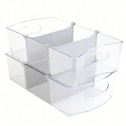 Closet And Laundry Storage Bin With Removable Dividers Clear Plastic Organizer Box For Clothes Toys Accessories Bedroom Closet Home Storage 14.5 X 8 In