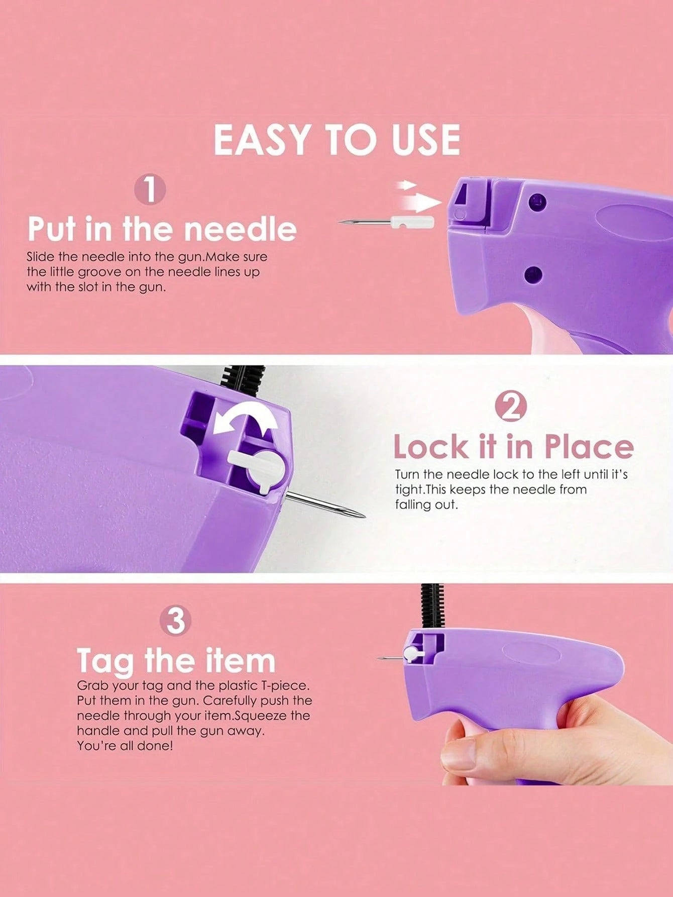 Clothing Sewing Gun, Mini Handheld Fast Repair Tool, Clothing Repair Tool Set, Tagging Gun With 6 Needles, 1000 Black Fasteners And 1000 White Fasteners, Portable Mini Tagging Tool (Needle Box Text Ra