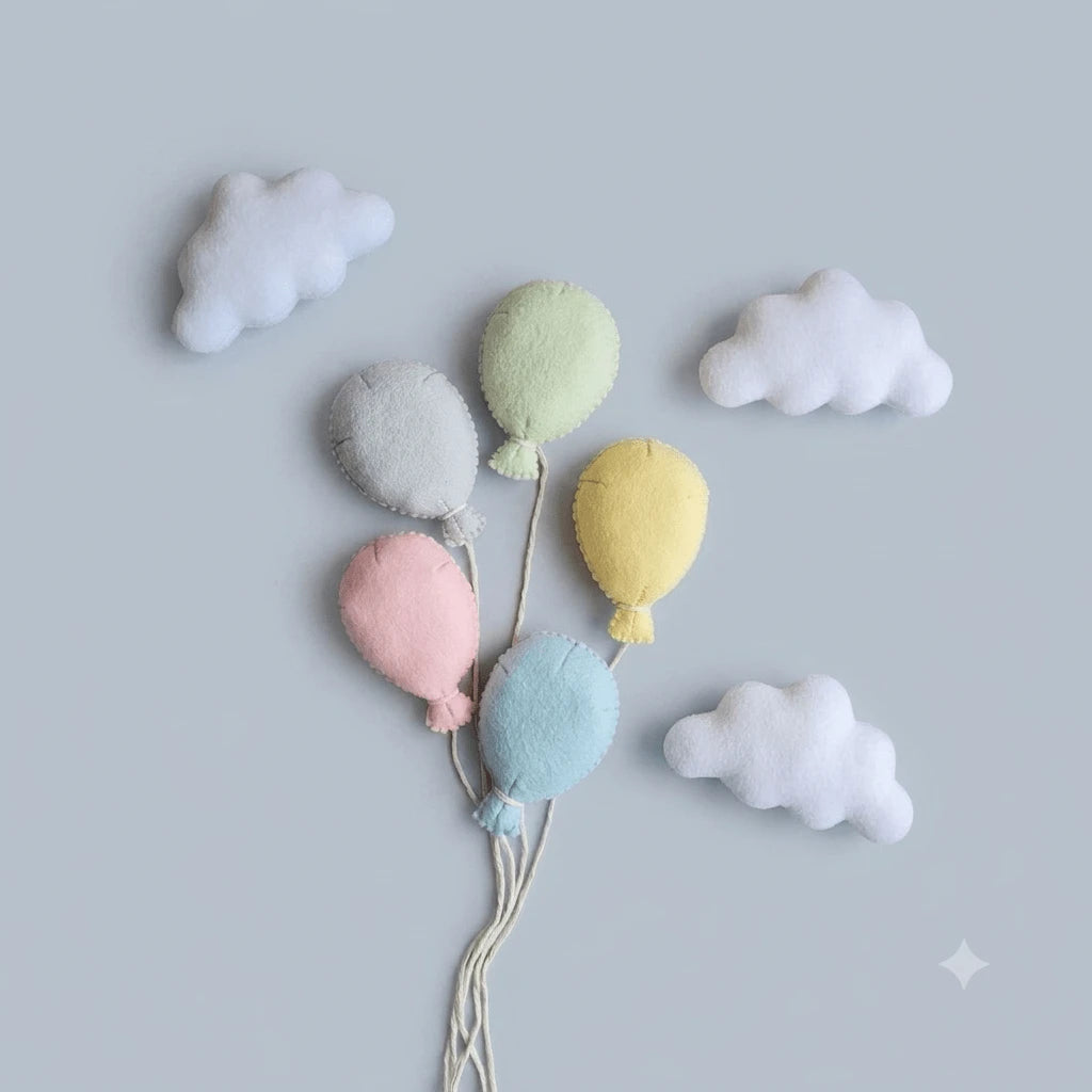 Cloud-Themed Felt Balloon Decoration Photography Props Set, Soft Material Photo Props Set, Balloon Cloud Decoration, Suitable For Holiday Gifts