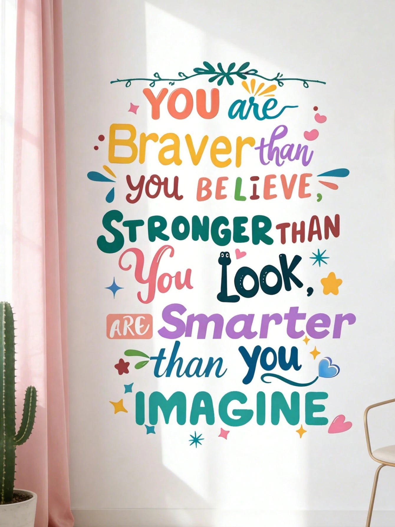 Colorful English Inspirational Quotes Wall Stickers, Decorative Wall Paintings, Motivational Sentences, Self-Adhesive Paintings, Study Decoration