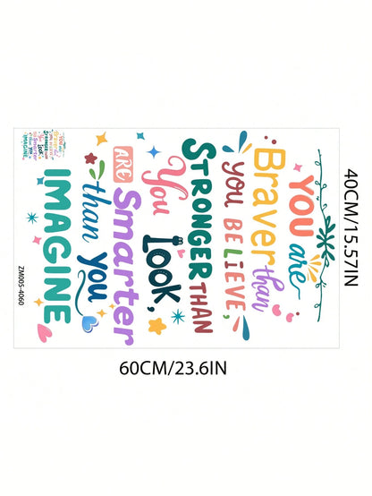 Colorful English Inspirational Quotes Wall Stickers, Decorative Wall Paintings, Motivational Sentences, Self-Adhesive Paintings, Study Decoration