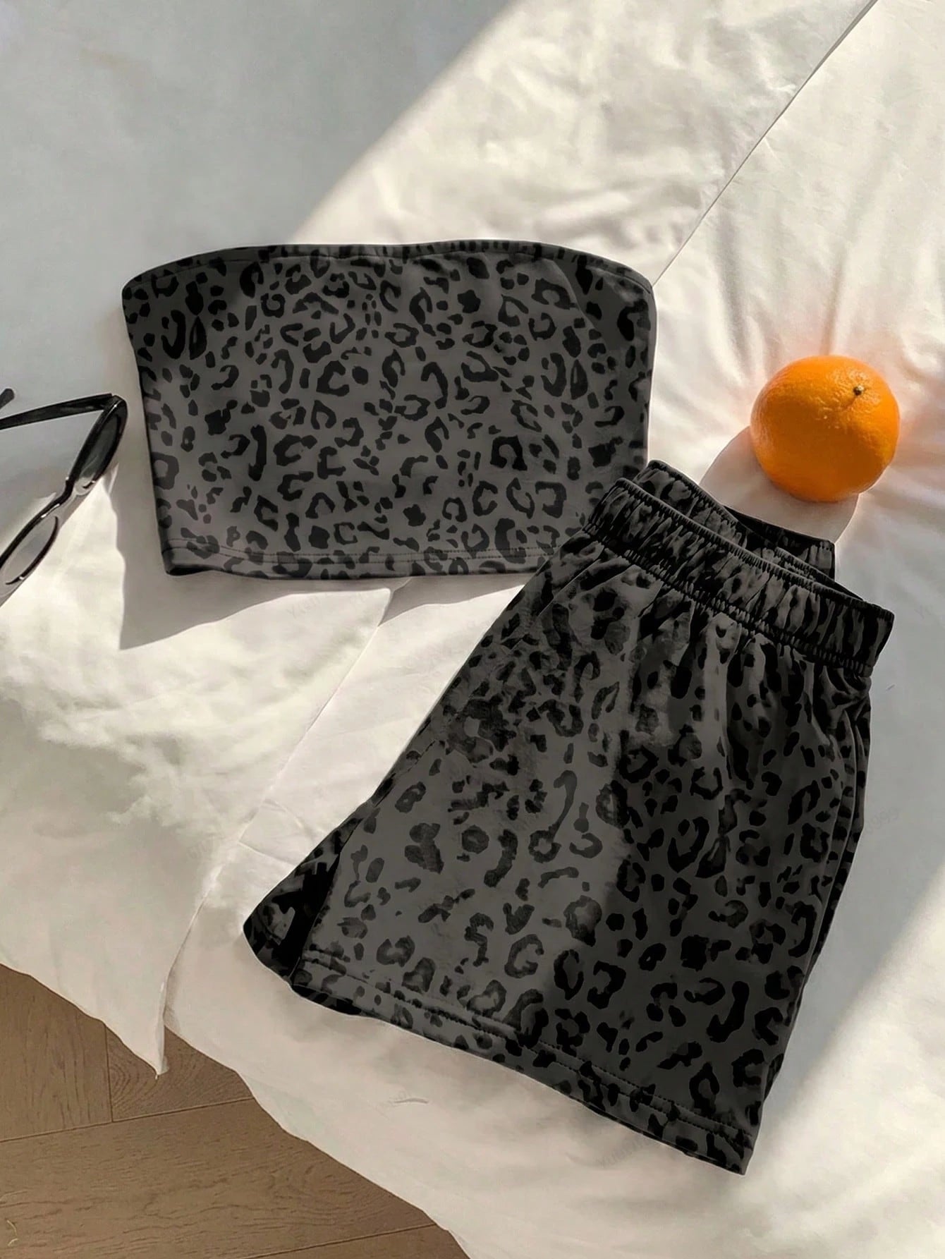 Comfortcana Leopard Print 2-Piece Set Women's Clothing, Suitable For Vacation, Graduation Season, Summer Top, Daily Commute, Date, Party, Autumn/Winter/Spring/Summer, Christmas, New Year, Thanksgiving
