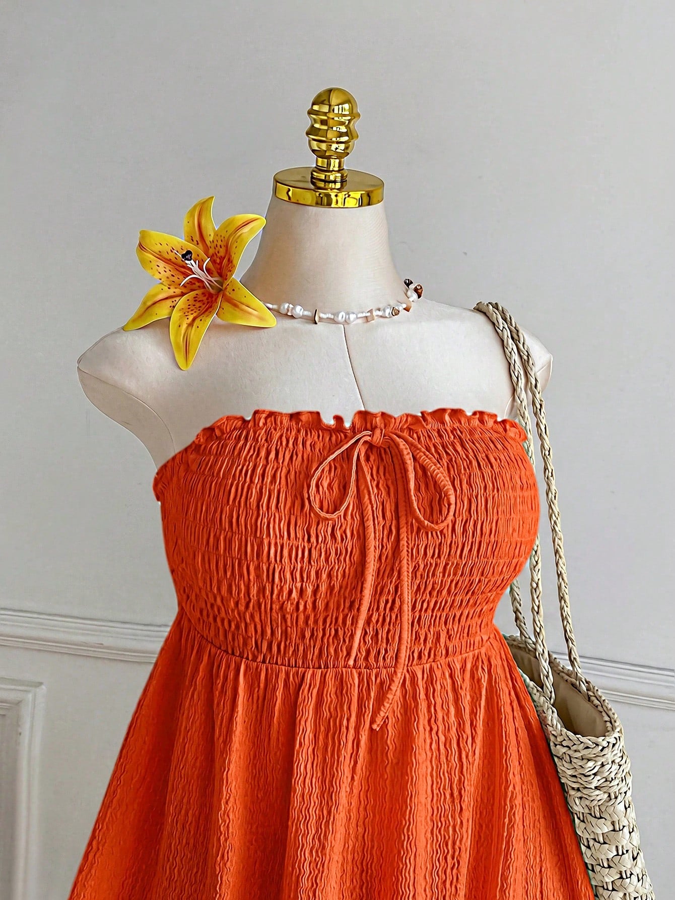 Comfortcana Plus Size Asymmetric Hem Lace Trim Sleeveless Tie Front Ruffle Blouse, Spring/Summer