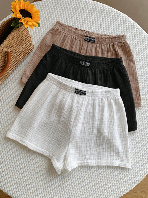 Comfortcana Women Letter Jacquard Wide Leg Shorts Set,Shorts For Summer Lounge White Black Beige Casual