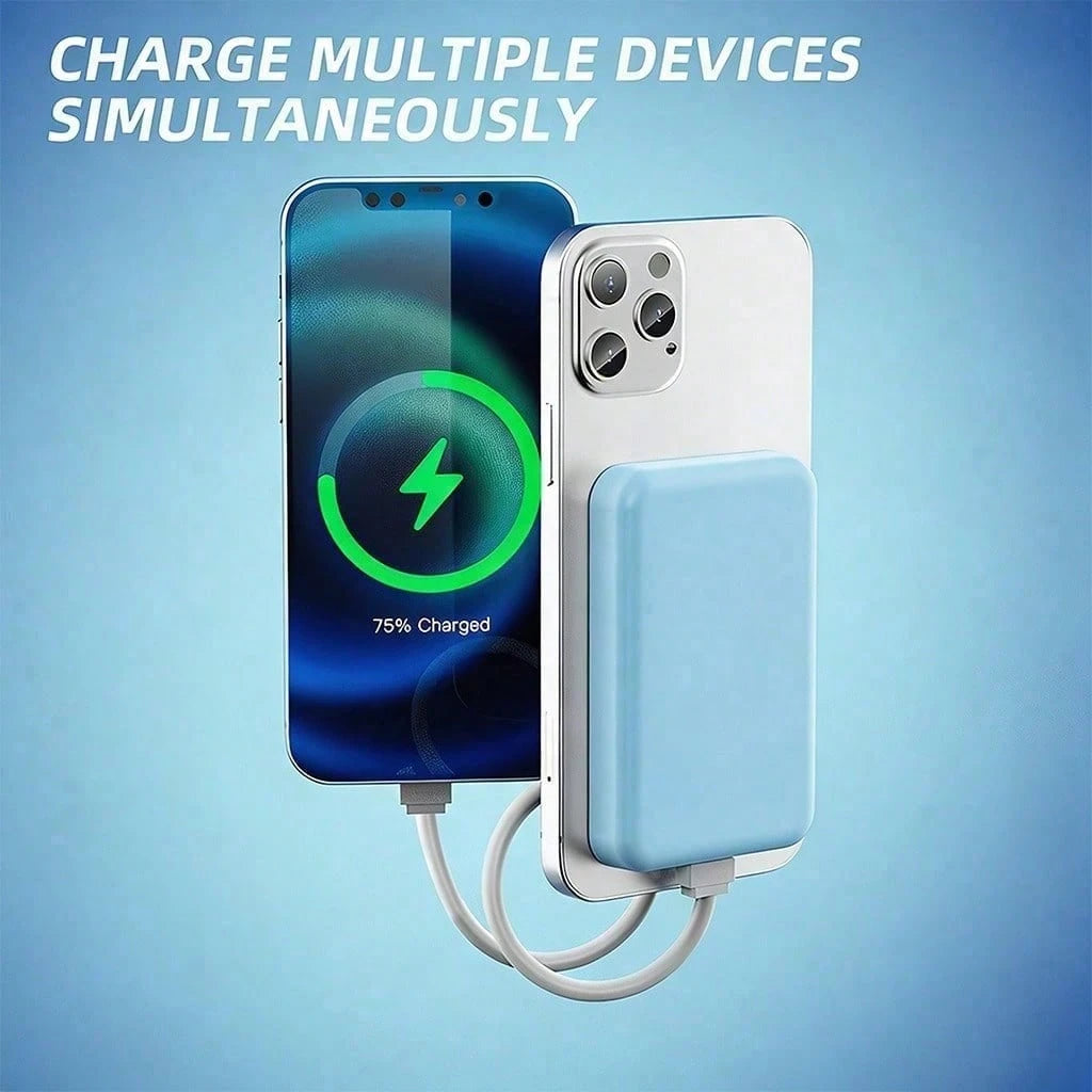 Compact Black 5000mAh Magnetic Wireless Charger, 15W Magnetic Wireless Charging Plus 22.5W USB-C Charging, With LED Battery Display, Compact Everyday Design And Magnetic Hold, For 12 Through 16 Ser