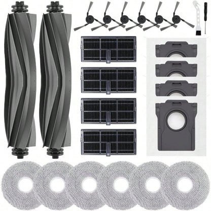 Compatible With L10s Ultra Gen 3, L50 Ultra AE, X40 Ultra Complete, L40 Ultra, Mova P50/P70 Pro Ultra Robot Vacuum, 2 Main Brushes, 4 Filters, 6 Side Brushes, 6 Mop Pads, 4 Dust Bags, 2 Tools