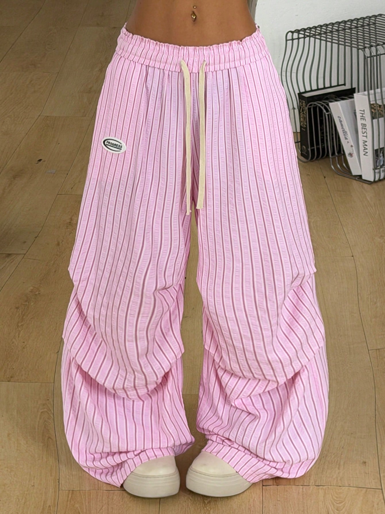 Coolane Autumn Outfits For Women Streetwear Athletic Going Out Daily Loungewear School Casual Vintage Y2K Pink Striped Wide Leg Pants Back-To-School