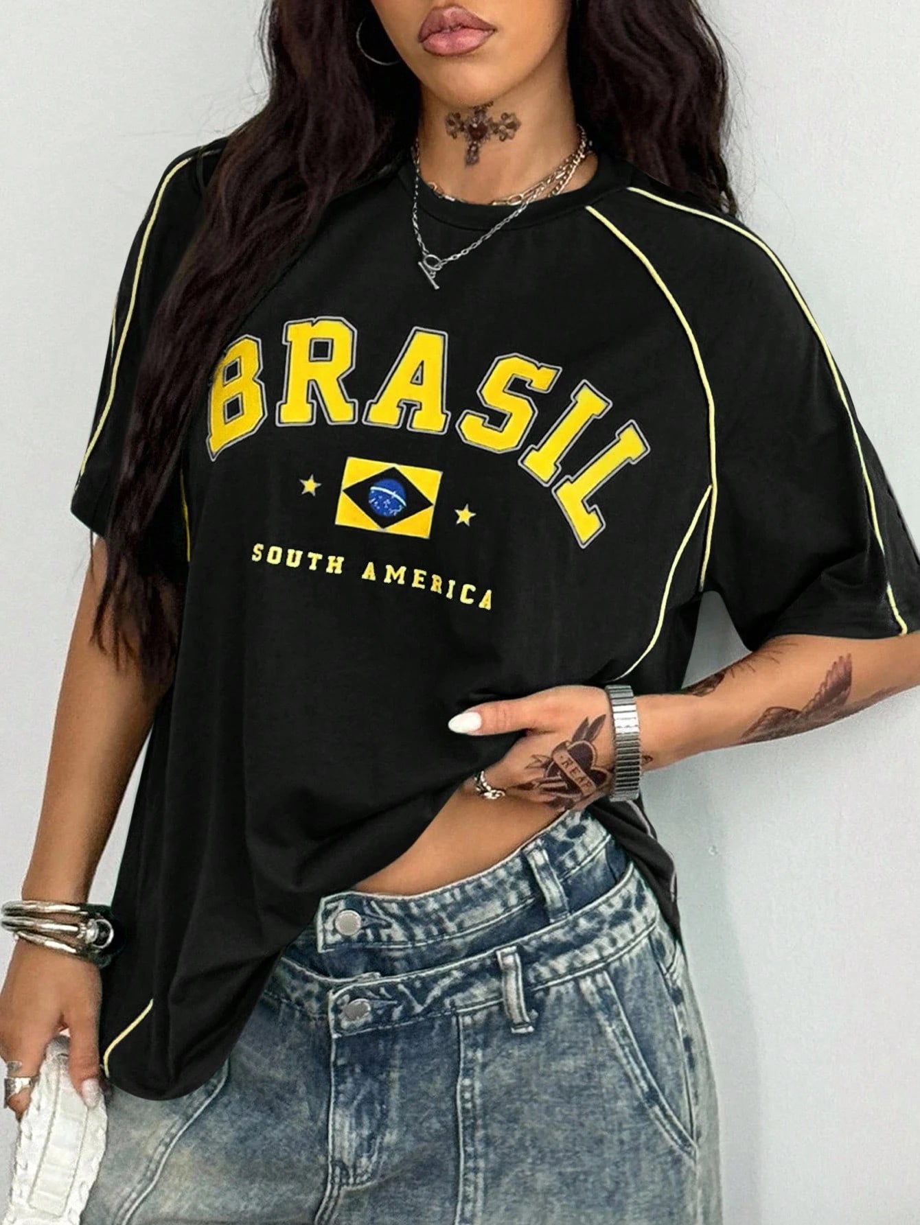 Coolane Women's Men's Plus Size Summer Fall Game Day Festival Sport Y2K Casual Going Out Brunch Date Night Active Office Cotton Brazil T-Shirt Black