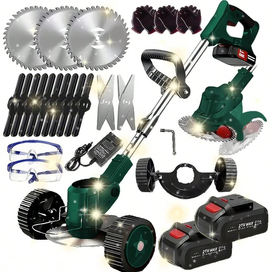 Cordless Weeder, Battery Powered Mower, 3 In 1 Rechargeable Electric Lawn Trimmer, Lawn Trimming Tool, Garden Styling Tool, Tree Trimmer For Lawn Garden Yard Weeder, Trimmer, Saw