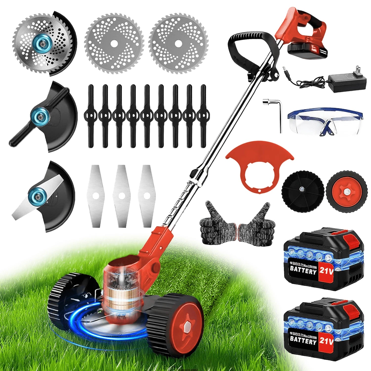 Cordless Weeder, Battery Powered Mower, 3 In 1 Rechargeable Electric Lawn Trimmer, Lawn Trimming Tool, Garden Styling Tool, Tree Trimmer For Lawn Garden Yard Weeder, Trimmer, Saw