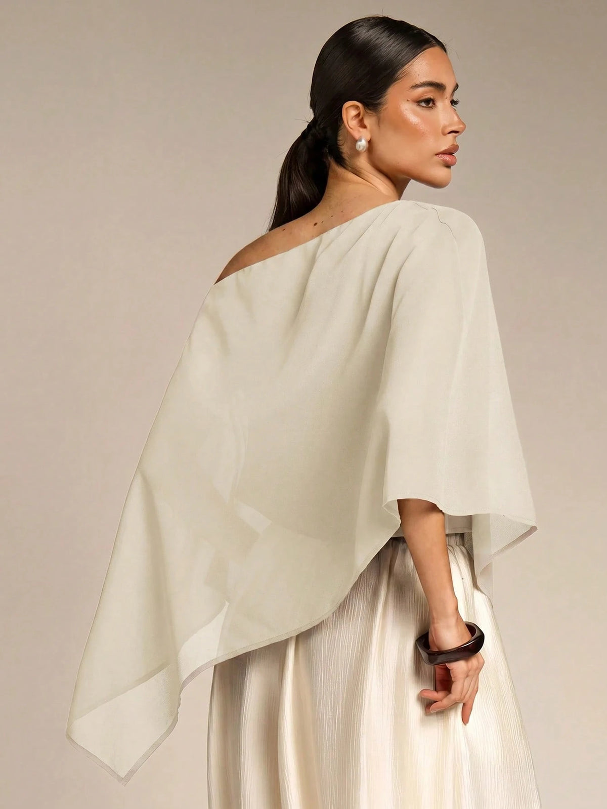 COSMINA Solid Color Casual Versatile Daily Asymmetrical Hem Blouse, Summer Sun Protection, Shawl Collar Blouse, Summer, Versatile