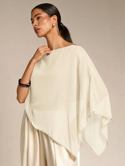 COSMINA Solid Color Casual Versatile Daily Asymmetrical Hem Blouse, Summer Sun Protection, Shawl Collar Blouse, Summer, Versatile