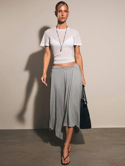 COSMINA Women's Casual Elegant Asymmetrical Skirt/Peplum/ Skirt City Break Grey Autumn/ Vacation Vacation