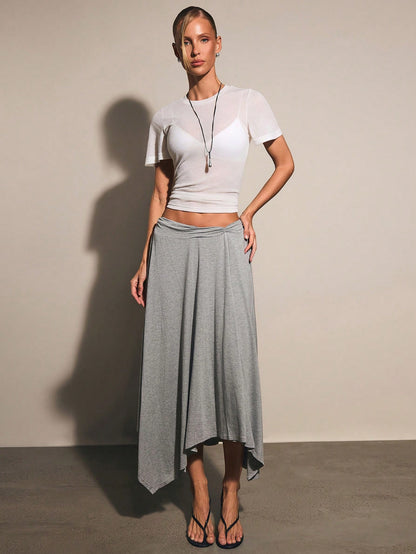 COSMINA Women's Casual Elegant Asymmetrical Skirt/Peplum/ Skirt City Break Grey Autumn/ Vacation Vacation