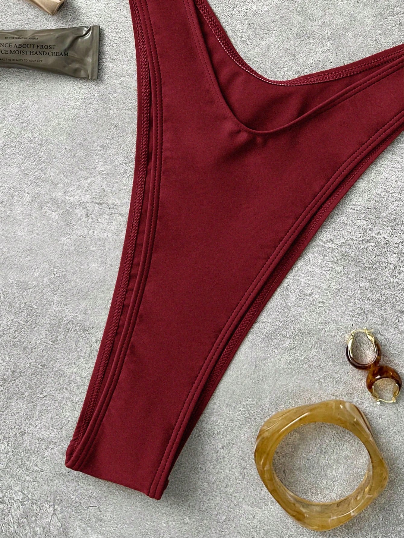 Costavie Solid Color Thick Strap Hollow Front Fashionable Bestselling Asymmetric Decor Sexy Vacation One-Piece Swimsuit