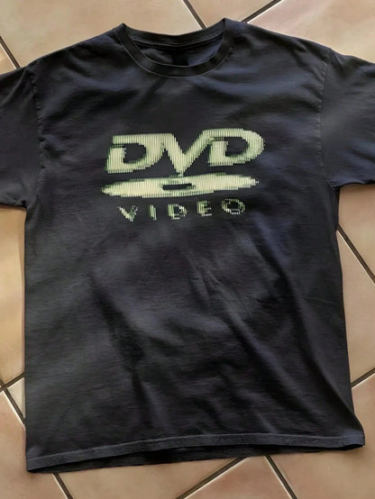 Cotton Women's T-Shirts With DVD Video Nostalgia Green Logo, Retro Gaming T-Shirts, 2000s Aesthetic, Casual Women's T-Shirts, Festival T-Shirts